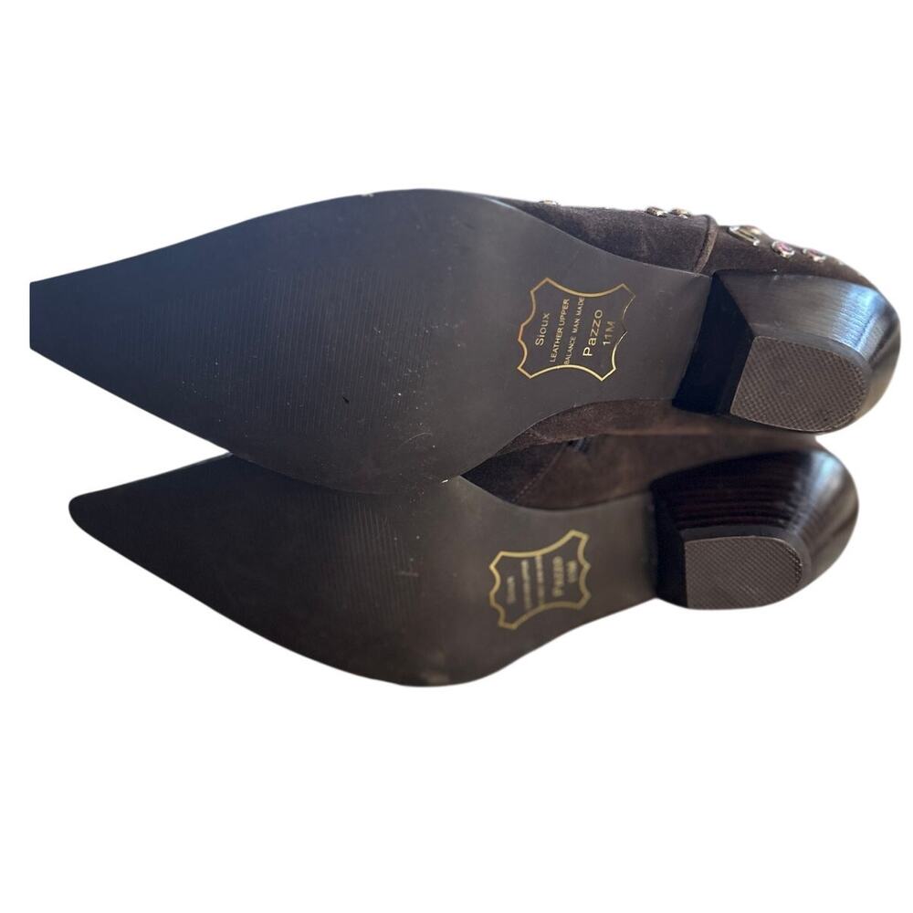 Pazzo Sioux Chocolate Brown Suede Rhinestone Embellished Cowboy Boots - Picture 10 of 12